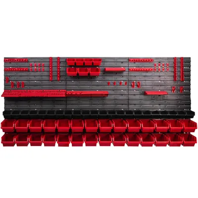 Image de Système de stockage Étagère murale 1728 x 780 mm Paroi à outils 57 pcs Bacs gerbables plastique