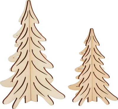 Produktbild von VBS Holz-Steckmotiv "Tannen", 2er-Set, H 13 und 18 cm, Sperrholz