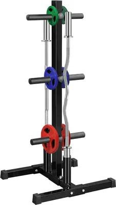 Imagen del producto de Soporte estándar para discos de pesas Silecomplaza, estante para barras olímpicas, soporte para mancuernas y barras, ajustable, capacidad de 400 kg