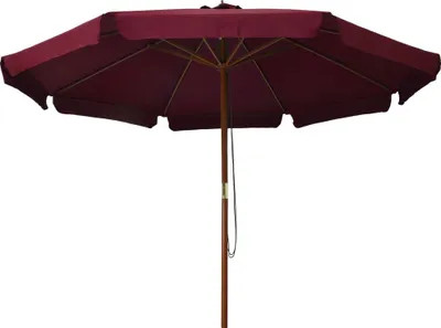 Produktbild von vidaXL Sonnenschirm mit Holzmast 330 cm Burgunderrot