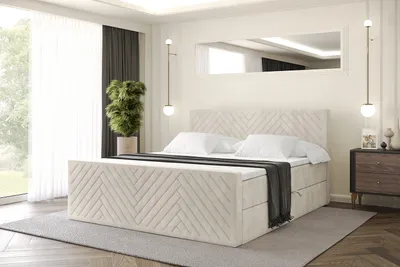 Produktbild von ALTDECOR Boxspringbett mit Matratze und Lattenrost, Topper, Polsterbett mit Bettkasten, Bett mit Stauraum H3-Matratze, Doppelbett, Boxbett  - VEXA-Z - 160x200 - Beige Casablanca