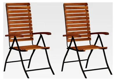 Produktbild von 2er Set Klappstuhl aus Akazienholz mit hoher Rückenlehne
