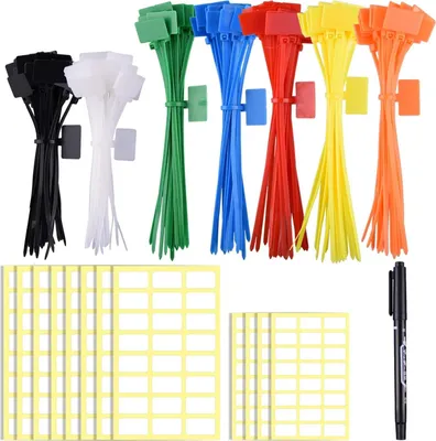 Produktbild von 100 Stück Etikette Cable Electrique Colorées und 4/6 Stück Zubehör für Kabelmarken mit 288 weißen Etiketten und 3 Stück für die Leitung von Kabeln, Fils und Fils