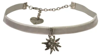 Produktbild von Alpenflüstern Trachten-Samt-Kropfband Strass-Edelweiß klein - Trachtenkette enga