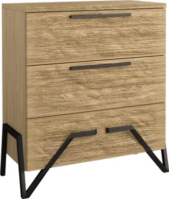 Produktbild von Kommode Kastav 40, Farbe: Eiche / Schwarz, teilmassiv - 110 x 100 x 50 cm (H x B x T)