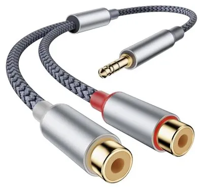 Produktbild von Cinch auf klinke 3,5 Stereo Audio 3,5mm Stecker auf 2x Cinch Buchse, RCA to 3.5mm Kompatibel mit Smartphones, MP3-Playern, Tablets, Lautsprechern, Heimkinosystemen, HDTV-Geräten und mehr