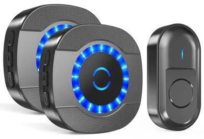 Produktbild von SURFOU Funkklingel, Türklingel Funk Set mit 2 Plug-In Empfänger und 1 Sender, 300m Reichweite Aussen Wasserdicht Haustür Klingel, Funk Türklingel mit LED-Blinken, 5 Lautstärkestufen, 55 Klingeltönen –