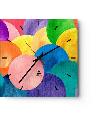 Produktbild von Wanduhr - Quadrat - Glasuhr - Abstraktion modern - 40x40cm - Schleichendes Uhrwerk - Lautlos - zum Aufhängen bereit - Dekoration Modern - Wanddekoration aus Glas - C3AC40x40-3794