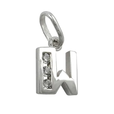 Produktbild von Anhänger 8x7mm Buchstabe W glänzend mit Zirkonias Silber 925 silber 8x7mm
