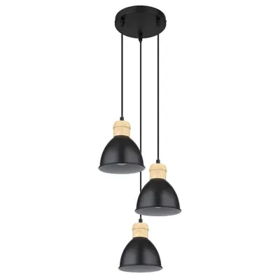 Produktbild von Pendelleuchte, Metall, Schwarz, Holzoptik, D 20 cm