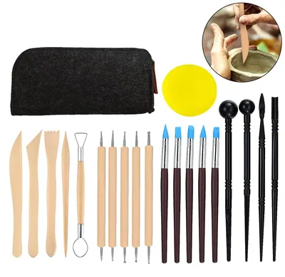 Produktbild von Tonwerkzeug Set 25-teilig, Modellierwerkzeuge aus Stahl & Holz, für Ton, Knete & Polymer Clay, präzises Formen & kreative Projekte, Anfänger & Profis