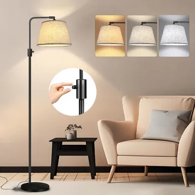 Produktbild von LED Stehleuchte Dimmbar Stehlampe 173cm Bogenlampe mit Leinenlampenschirm E27 3 Farbtemperaturen Standleuchte Leselampe Bogenleuchte
