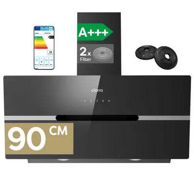 Image de CIARRA Hotte aspirante A+++ 650 m³/h Hotte aspirante 90cm Incl. BOOST WIFI-APP Touch Control VM9736FB