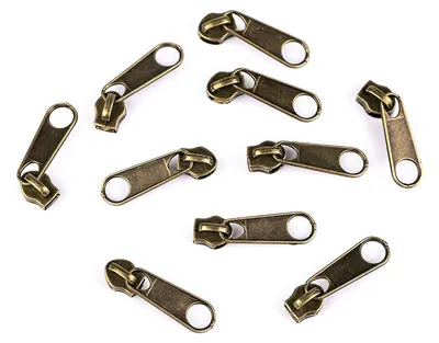 10 Reißverschluss Zipper für Endlosreißverschluss, 5mm, altmessing