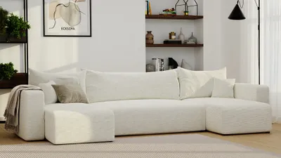 Produktbild von Ecksofa PIANO U mit Schlaffunktion und Stauraum in U-Form Wohnzimmer Sofa mit Bettkasten Couch Baltimore Sand Beige