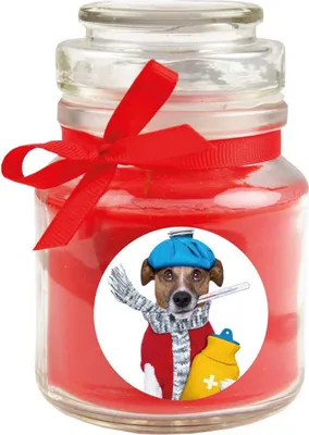 Produktbild von Duftkerze im Bonbonglas "Gute Besserung", Duft: Rose ( Rot ), 120g - Brenndauer bis zu 30 Stunden