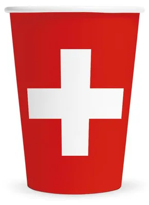 Produktbild von Pappbecher 210 ml mit Schweiz-Motiv, 8 Stück