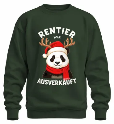 Obrázek produktu pro Mikina s potiskem "Rentier War Ausverkauft Panda Weihnachten Lustig", motiv pandy, barva: lahvově zelená, velikost: 3XL