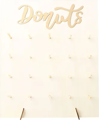 Obrázok produktu pre Decdeal Drevený nástenný držiak Donut Držiak Donut Svadobná dekorácia, Donut Wall Candy Bar 20 Kapacita Domáce dekorácie Donuts Stojan na svadobné potreby Detská sprcha Narodeninová párty Dekorácie Figúrky