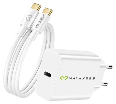 Image de Mayaxess, chargeur 20 W pour Galaxy A35 + câble USB-C de 1 m, blanc