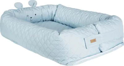 Produktbild von roba Babylounge 'roba Style', Nest mit Bärengesicht 'Benny', hellblau