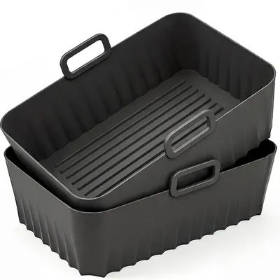 Productafbeelding van Siliconen bakvormen voor airfryer - Hittebestendig accessoire voor heteluchtfriteuses - Set van 2