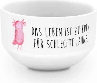 Produktbild von Mr. & Mrs. Panda Schüssel Axolotl Glücklich - Weiß - Geschenk, Lurch, Müslischale Porzellan, Molch, Müslischüssel, Lebensfroh, Motivationsspruch, dessertschale, schale