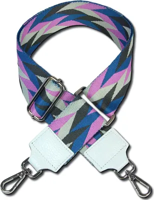 Produktbild von Tragegurt weiß lila blau Florence Boho-Gurt Canvas Geometrisches Muster OGP011JF