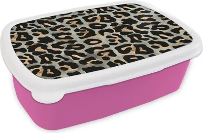 Produktbild von KitchenYeah® Lunchbox Brotzeit Brotdose 17x11 cm Pantherdruck - Schwarz - Braun - Luxus Kinder Brotzeitdose - Lunchpaket - Brotkasten  - Sandwich Box