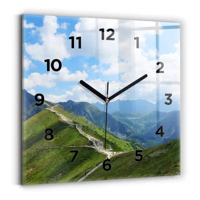 Produktbild von Wallfluent Wanduhr – Stilles Quarzuhrwerk - Uhr Dekoration Wohnzimmer Schlafzimmer Küche - Zifferblatt - schwarze Zeiger - 30x30 cm - Kasprowy Wierch Zakopane