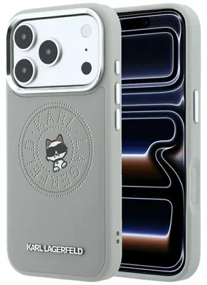 Obrázok produktu pre Karl Lagerfeld Point & Choupette Sketch, magnetické puzdro MagSafe pre iPhone 18 Pro Max / 17 Pro Max, sivé