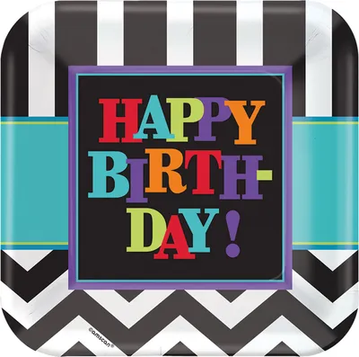 Produktbild von Happy Birthday Pappteller Party-Deko 8 Stück bunt 23cm