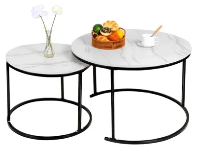 Image de Ensemble de 2 tables rondes, idéales pour le salon et la chambre