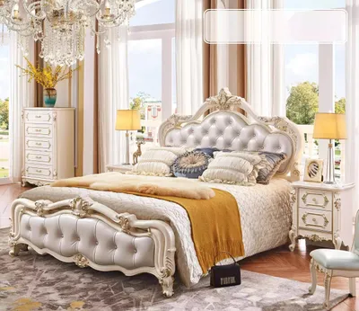 Zdjęcie produktu dla Zestaw do sypialni łóżko chesterfield + 2x szafki nocne drewniane luksusowe 3-częściowe wnętrze