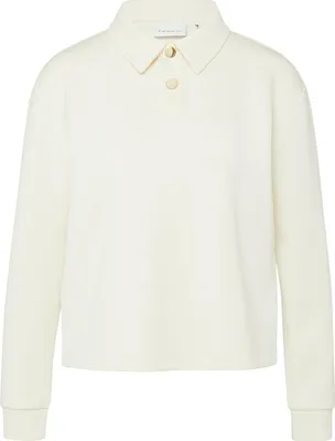 Produktbild von comma Damen Sweatshirt mit Polokragen, Zierknöpfen und Langarm, weich & wärmend