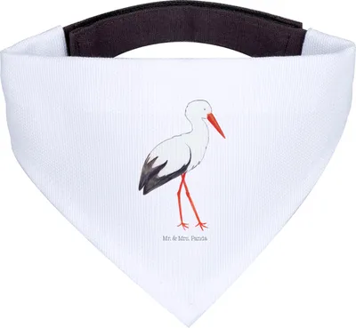 Produktbild von Mr. & Mrs. Panda Hund Halstuch Storch - Weiß - Geschenk, Hundehalstuch, Lustige Sprüche, Baby, Hunde-Halstuch, Mütter, Mutter, Für Hunde, Störche, Schwangerschaft