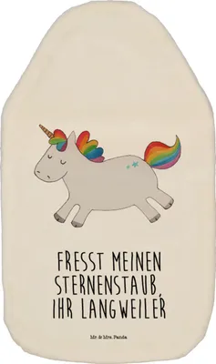 Produktbild von Mr. & Mrs. Panda Wärmekissen Einhorn Happy - Weiß - Geschenk, Flauschige Wärmflasche, Lachen, Spaß, Unicorn, glücklich, Lebensfreude, Einhörner, mit Bezug, Wärmflaschen