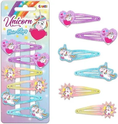 Productafbeelding van Haarspelden set met schattige eenhoornmotieven voor meisjes - 6 haaraccessoires