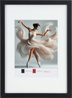 Produktbild von Holzbilderrahmen mit Passepartout Elegantes Design Foto Rahmen Collage Wanddeko HR-5 Poster - Farbe: Schwarz | Format: 10x15