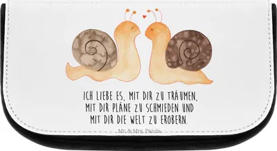 Produktbild von Mr. & Mrs. Panda Toilettentasche Schnecken Liebe - Weiß - Geschenk, Necessaire, Zufrieden, kulturtäschchen, Make-up Organizer, Träume, Pärchen, Kulturtasche, Zukunft