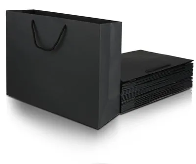 Produktbild von Omgoods - Geschenktüten, große, wiederverwendbare Kraftpapierbeutel - 24 Stück - 40 x 12 x 28 cm - mit Tragegriffen - kratz- und reißfest - umweltfreundlich - Geschenktüten