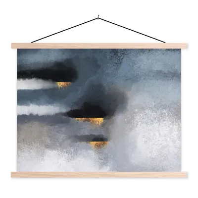 Produktbild von MuchoWow® Textilposter Wolken - Gold - Abstrakt 40x30 cm mit holzfarbenen Rahmen - Bilder