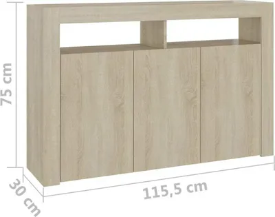 Zdjęcie produktu dla vidaXL vidaXL - Kredens - z - LED - oświetleniem - 115,5x30x75 - cm - sonoma - kolor dąb
