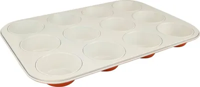 Produktbild von Dr. Oetker Muffinform 12 Stück DieMaus, eckige Backform, hochwertige Kuchenform aus Stahlblech, Form mit keramisch verstärkter Antihaftbeschichtung (Farbe: Maus-Orange/Creme)