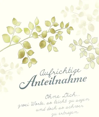 Produktbild von Trauer Beileid Kondolenz - Trauerkarte im Format 11,5 x 17