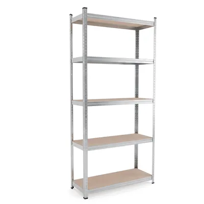 Produktbild von Steckregal Werkstattregal 1700x800x300 mm, 5 Ebenen, Farbe verzinkt, Traglast gesamt 350 kg, Kellerregal Schwerlastregal Metallregal Lagerregal
