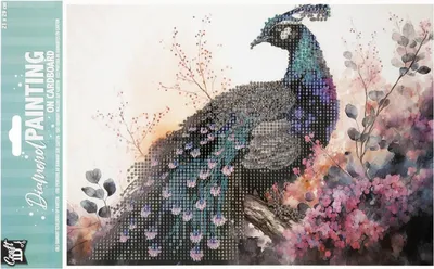 Zdjęcie produktu dla CRAFT ID Diamentowy obraz na desce Paw 29x21cm