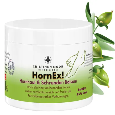 Produktbild von Cristinen Moor HornEx! Hornhaut und Schrunden Balsam mit 25% Urea 200 ml, entfernt überschüssige Hornhaut, normalisiert trockene, rissige Fersen