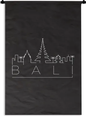 Produktbild von MuchoWow® Wandteppich Wandbehang Skyline "Bali" schwarz 60x90 cm Tapisserie Dekoration Wandtuch - Foto-Teppich - Abwaschbar