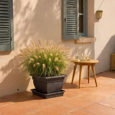 Image de Bac à plantes XXL avec réservoir d'eau et soucoupe - Pot de 18, 33 ou 70 litres, couleur anthracite, résistant aux UV, résistant au gel, robuste